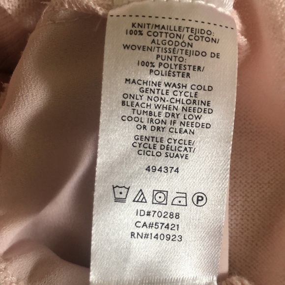 Loft Open Back Light Sweater Pastel Pink Sz. S Ribbon Tie Feminine Graceful - Picture 5 of 5